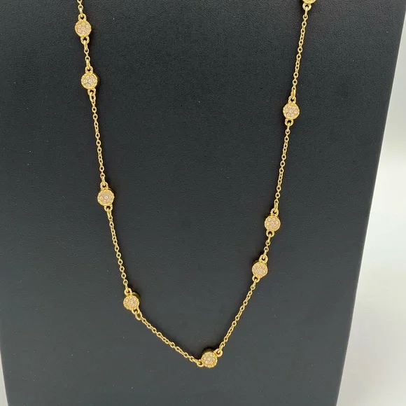 EUC Kate Spade Gold Crystal Long Continuous Scatter Station Necklace - Picture 2 of 3